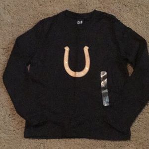 NWTs GAP black rhinestone horseshoe accent girls  top S (5/6)